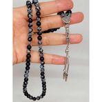 Kar Tanesi Obsidyen Taşı 99luk Tesbih 6mm