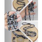 Kar Tanesi Obsidyen Taşı 99luk Tesbih 8mm (5640)