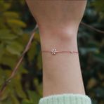 Kar Tanesi Zirkon Taşlı Mine İşli Rose Gold Kaplama Gümüş Bileklik