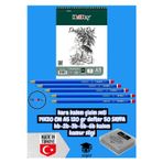 kara kalem çizim seti 14X20 CM A5 120 gr defter 50 SAYFA hb-2b-3b-5b-6b kalem hamur silgi herboy