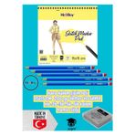 kara kalem çizim seti 15x15 CM 200 gr defter 40 SAYFA hb-2b-3b-5b-6b kalem hamur silgi herboy