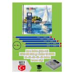 kara kalem çizim seti 15X15 CM 300 gr defter 12 SAYFA hb-2b-3b-5b-6b kalem hamur silgi herboy
