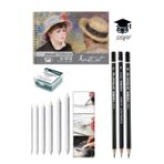 KARA KALEM ÇİZİM SETİ 160 GR A4 ESKİZ DEFTERİ 3 ADET KALEM 1 ADET SİLGİ 6 LI PASTEL DAĞITICI