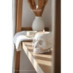 KARA TEKE COLLECTIONS Modern Dekoratif Gotik Kafatası Beton Tealight Mumluk – Kırık Beyaz
