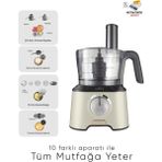 Karaca 10 Farklı Aparatlı Premium Mutfak Robotu Blender Seti, Doğrayıcı 2000W | 4 Kanatlı Bıçak - Güçlü Performans, Onerous Tartı Hediye - Krem