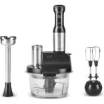 Karaca 1,5 Lt Cam Hazneli Inox Gövde Premium 2000W Turbo , 4 Kanatlı Çelik Bıçak Mutfak Robotu & Blender Seti - Siyah