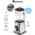 Karaca 1,5 Lt Cam Sürahi Blender 2 Hız Ayarı 6 Paslanmaz Çelik Bıçak 1200W Paslanmaz Çelik Bıçaklı Geniş Hazneli Blender - Inox
