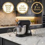 Karaca 1800 Watt Profesyonel Döküm Gövde Mutfak Şefi Siyah 6.2 Litre Geniş Çelik Hazneli Stand Mikser ve Hamur Yoğurma Makinesi