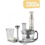 Karaca 2000W Turbo Doğrayıcı, Dilimleme Rondo, Blender - Ikili Çelik Mikser 6 In 1 Çok Amaçlı Mutfak Robotu+ Hassas Tartı - Bej