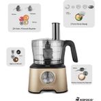 Karaca 2500W Yüksek Güçlü Hamur Yoğurma, Kıyma, Blender Vb 11 Ürün Hepsi Bir Arada Mutfak Robotu + Mutfak Tartısı - Rose Gold