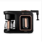 Karaca 6 Sı 1 Arada Konuşan Latte Cappuccino ve Közde Türk Kahve Makinesi 10 Fincan Kapasiteli, Quick Clean Teknolojisi - Siyah