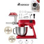Karaca 7 Litre Paslanmaz Çelik Kulplu Hazne Dijital Kontrol Premıum Döküm Gövde 1800W Kıyma-Sucuk Makinesi & Mutfak Şefi - Kırmızı