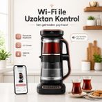 Karaca Akıllı Elektrikli Çay Makinesi Wi-Fi Cam Çaydanlık Otomatik Demleyen Konuşan Çaycı Türkçe Sesli Uyarı 2500W Güç - Pembe