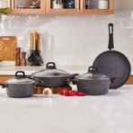 Karaca Atlas Bio Granit Gri 7 Parça Tencere Seti