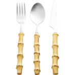 Karaca Bamboo Garden 6 Kişilik 18 Parça Gümüş Çatal Kaşık Bıçak Seti
