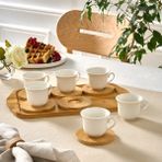 Karaca Bambu 90 ml Tepsili 6 Kişilik Beyaz Kahve Fincanı
