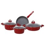 Karaca Bio Granit Red Silver 7 Parça Tencere Seti
