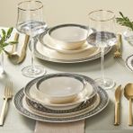 Karaca Bone Collection Gold 53 Parça 12 Kişilik Yemek Takımı Siyah Desenli Bone Malzeme
