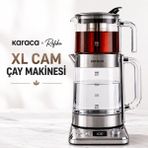 Karaca Cam Gövdeli Xl Elektrikli Çay Makinesi, 2,8 L Toplam Kapasite, Dijital Sıcaklık Ayarı, Hızlı Kaynatma ve Sıcak Tutma Modlarıyla Pratik Mutfak Kullanımı - Krom