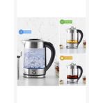 Karaca Cam Inox Bitki Çayı Makinesi ve Su Isıtıcı Kettle,Led Işıklı