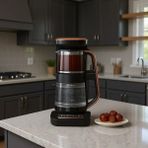 Karaca Çaysever Robotea Pro 4 In 1 Premium Cam Çay Makinesi Siyah 0,5 L Bakır Malzemeden