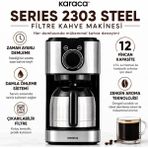 Karaca Çelik Gövdeli Zaman Ayarlı Filtre Kahve Makinesi, 12 Fincan Kapasiteli, Aroma Ayarlı, Pratik Kullanımlı, Geniş Hazneli Modern Mutfak Yardımcısı, Enerji Verimli Kullanım Odaklı - Gri