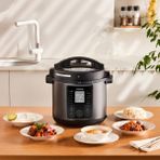 Karaca Cooker Elektrikli Düdüklü Basınçlı Pişirici ve Yemek Yapma Makinesi Matte Black 6 L - Siyah