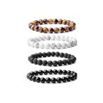 KARACA DESİGN Doğal Taş 8mm 4lü Set Muhteşem Yarı Değerli Siyah Oniks Lav Kaplan Göz Şifa Kadınlar Ve Erkek Için doğaltaşkrc