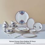 Karaca Forever Bone Nakkaş 32 Parça 6 Kişilik Kahvaltı Takımı Renkli Desenli Şık Set