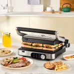 Karaca Gastro Gourmet Inox Tost Makinesi 2000 W 6 Dilim Kapasiteli Yanmaz Yapışmaz Plaka - Gri