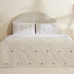 Karaca Home Amour Mio %100 Pamuk Çift Kişilik Nakışlı Nevresim Takımı Beyaz