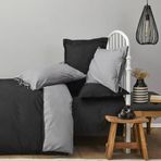 Karaca Home Basic %100 Pamuk Çift Taraflı Siyah Koyu Gri Çift Kişilik Nevresim Takımı