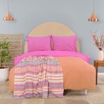 Karaca Home Basic Fuşya-Orange Çift Taraflı Çift Kişilik Nevresim Pike Takımı - 200 x 220 cm