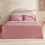 Karaca Home Cool Stripe Çift Kişilik Nevresim Takımı Gül Kurusu - 200 x 220 cm