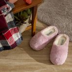Karaca Home Cosy Pembe-Beyaz Peluş Kadın Ev Terliği