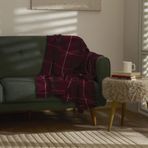 Karaca Home Flanel Throw Koyu Krem-Kırmızı TV Battaniyesi