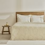 Karaca Home Ginkgo Leaf Müslin Nakışlı Çift Kişilik Pike Takımı Adaçayı