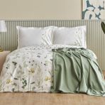Karaca Home Herbal %100 Pamuk Çift Kişilik Nevresim Pike Set Beyaz - 200 x 220 cm - Beyaz - Yeşil