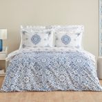 Karaca Home Ida Mavi %100 Pamuk Tek Kişilik Nevresim Takımı - Mavi - Bej - 160 x 200 cm