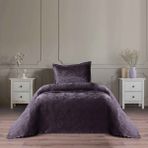 Karaca Home Lamia Mürdüm Kadife Tek Kişilik Yatak Örtüsü Desenli 180 x 240 cm Yastık Dahil