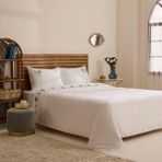Karaca Home Maelis %100 Pamuk Kanaviçe Nakışlı Çift Kişilik Nevresim Takımı Beyaz - 200 x 220 cm