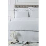 Karaca Home Percale White Collection Valse Saten Şeritli Gri Çift Kişilik Nevresim Takımı