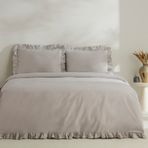 Karaca Home Pure Ruffle %100 Pamuk Açık Gri Çift Kişilik Nevresim Takımı