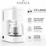 Karaca Kompakt Beyaz Filtre Kahve ve Çay Makinesi, 650 W Güçlü Performans, Cam Hazneli, Kolay Temizlik Sağlayan Günlük Kullanım Ürünü, Enerji Verimli Kullanım Odaklı