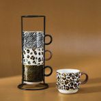 Karaca Leobra 5 Parça Standlı Leopar Desenli Çay Fincanı Seti 160 ml - Kahve