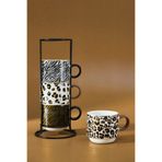 Karaca Leobra 5 Parça Standlı Leopar Desenli Çay Fincanı Seti 160 ml