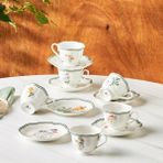 Karaca Little Garden Porselen Kahve Fincan Takımı Çiçek Desenli 6 Kişilik 12 Parça Set - Renkli