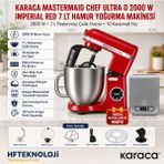 Karaca Mastermaid Chef Ultra D 2000 W Imperial Red 7 Lt Hamur Yoğurma Makinesi + Dijital Mutfak Tartısı Hediye - Kırmızı