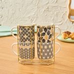 Karaca Nero 4'lü Standlı Porselen Kupa/Mug Seti