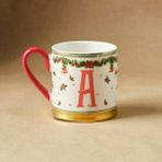 Karaca New Year Yılbaşı Petek A Harfli Kupa 330 ml - Beyaz - Kırmızı